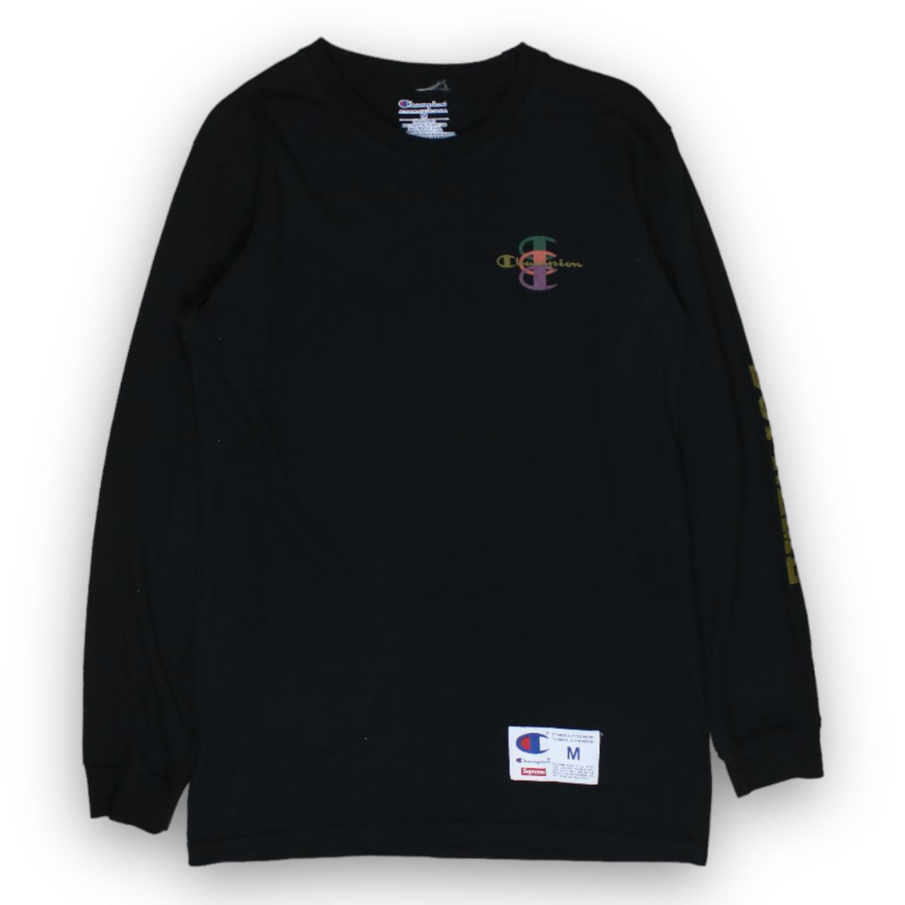 Medium Black Supreme X Champion L S T shirt Street Garms