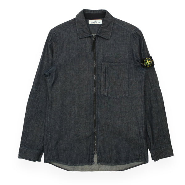 Stone Island Garment Dyed Zip Cotton Overshirt