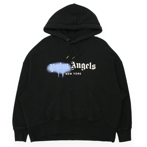 Palm Angels Cropped Sprayed New York Hoodie