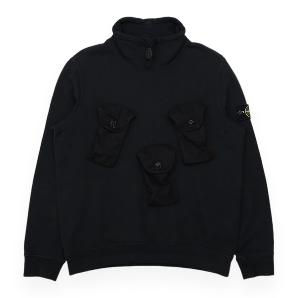 Stone Island Multi Pocket Detail Mock Neck Jumper Sweatshirt